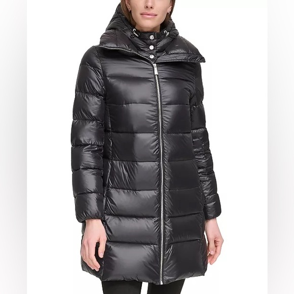 Michael Kors Jackets & Blazers - Calvin Klein Women's Shine Bibbed Hooded Packable Puffer Coat